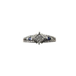 Vintage 10 Karat White Gold Diamond and Sapphire Ring Size 6.5 #11353